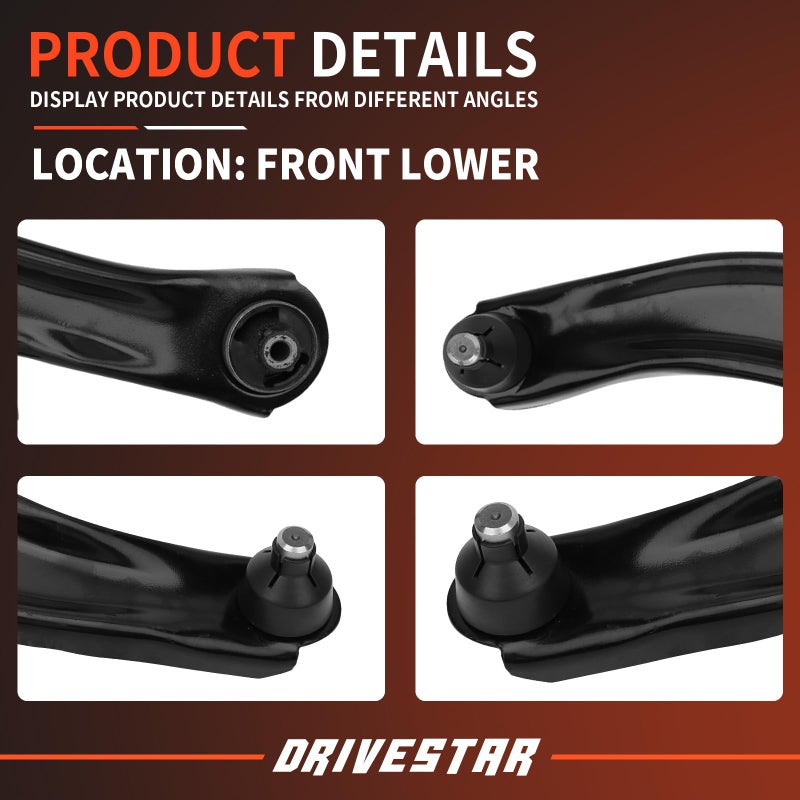 DRIVESTAR RK621452 RK621453 Front Lower Control Arms w/Ball Joint, 2008-2013 for Nissan Rogue/ 2014-2015 for Rogue Select 2.5L - Image 2